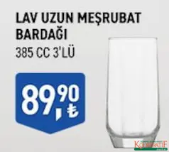 LAV UZUN MEŞRUBAT BARDAĞI 385 CC 3'LÜ LAV UZUN MEŞRUBAT BARDAĞI 385 CC 3'LÜ